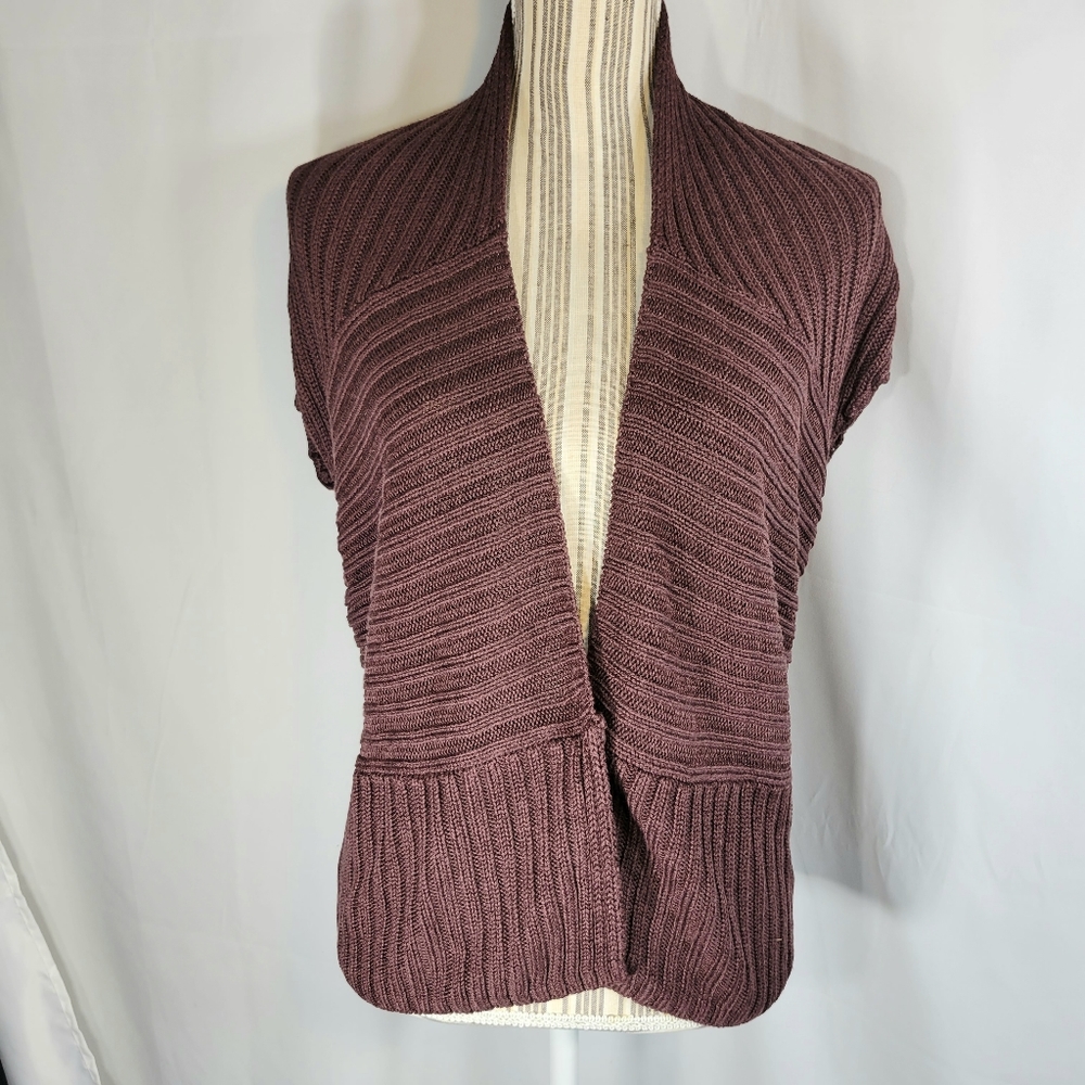 Gap Maroon Cap Sleeve Ribbed Snap Cardigan Size XSmall